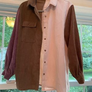 Colorblock Corduroy Button Down